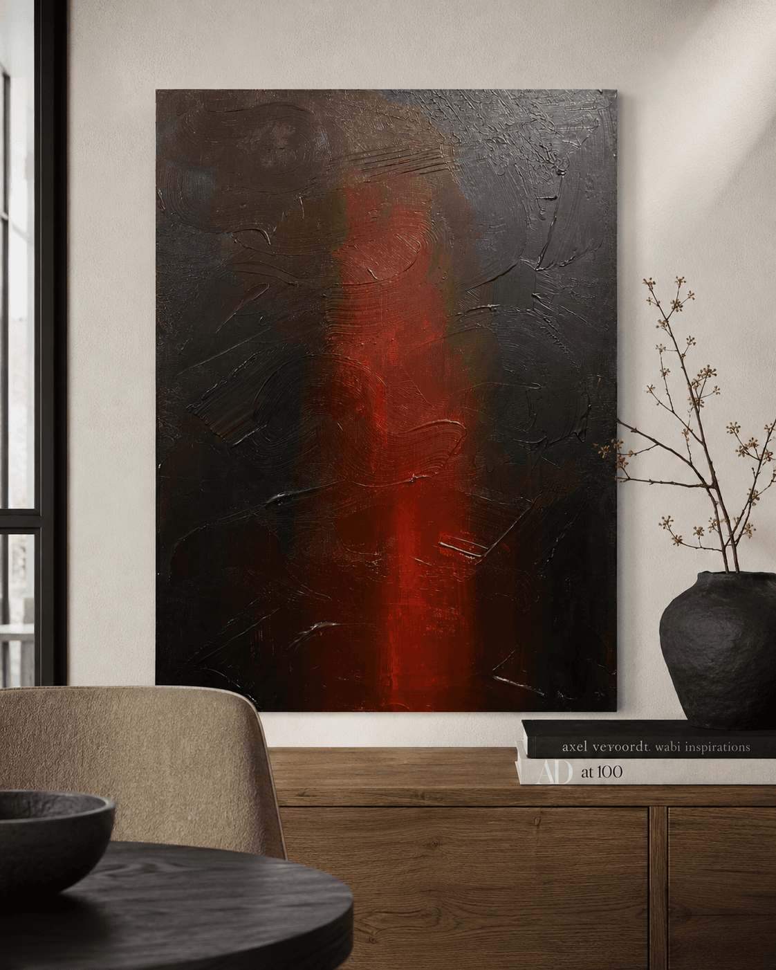Ember Vein shown installed in a marble bedroom near a chandelier