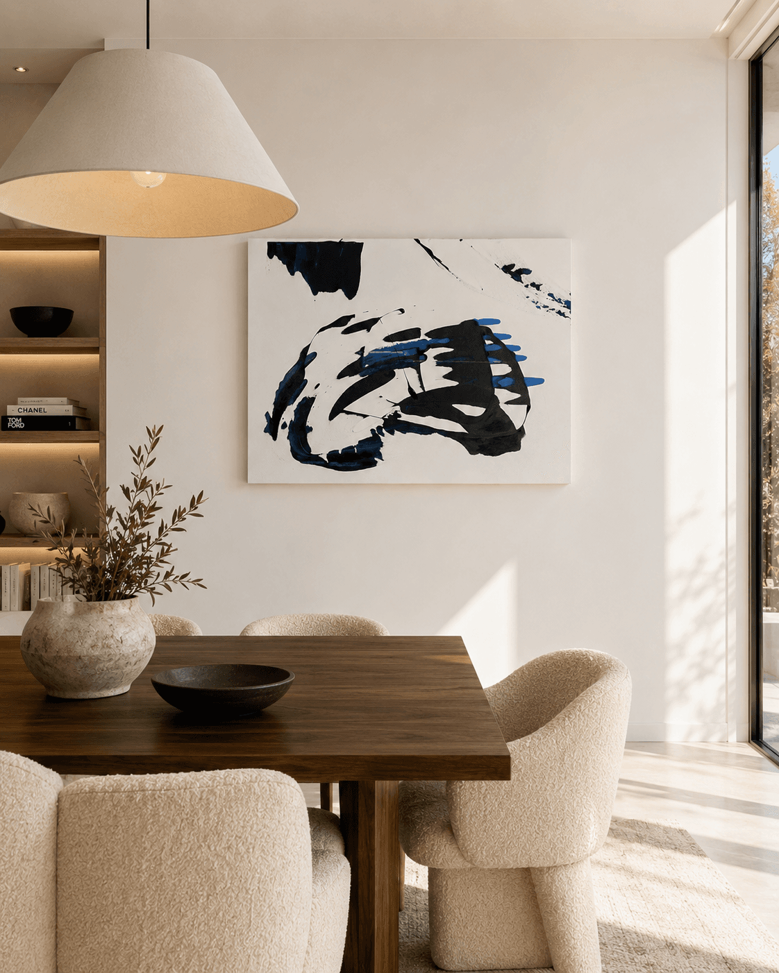 Blueprint shown installed above a dining table