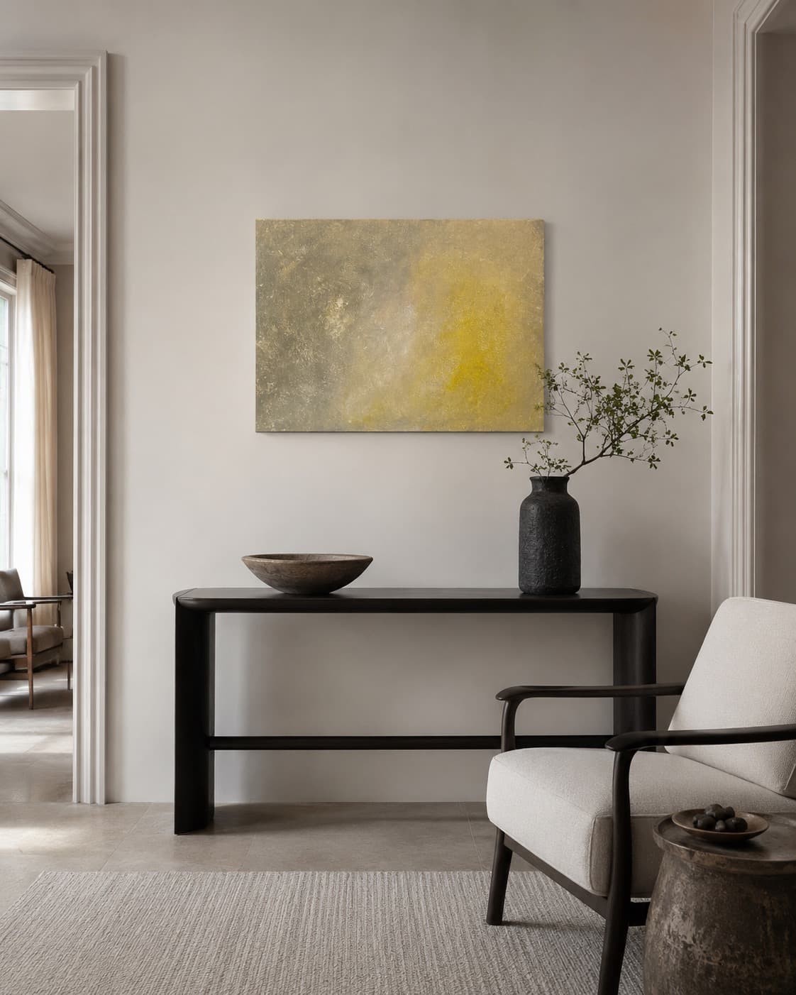 Golden Haze shown installed above a console table
