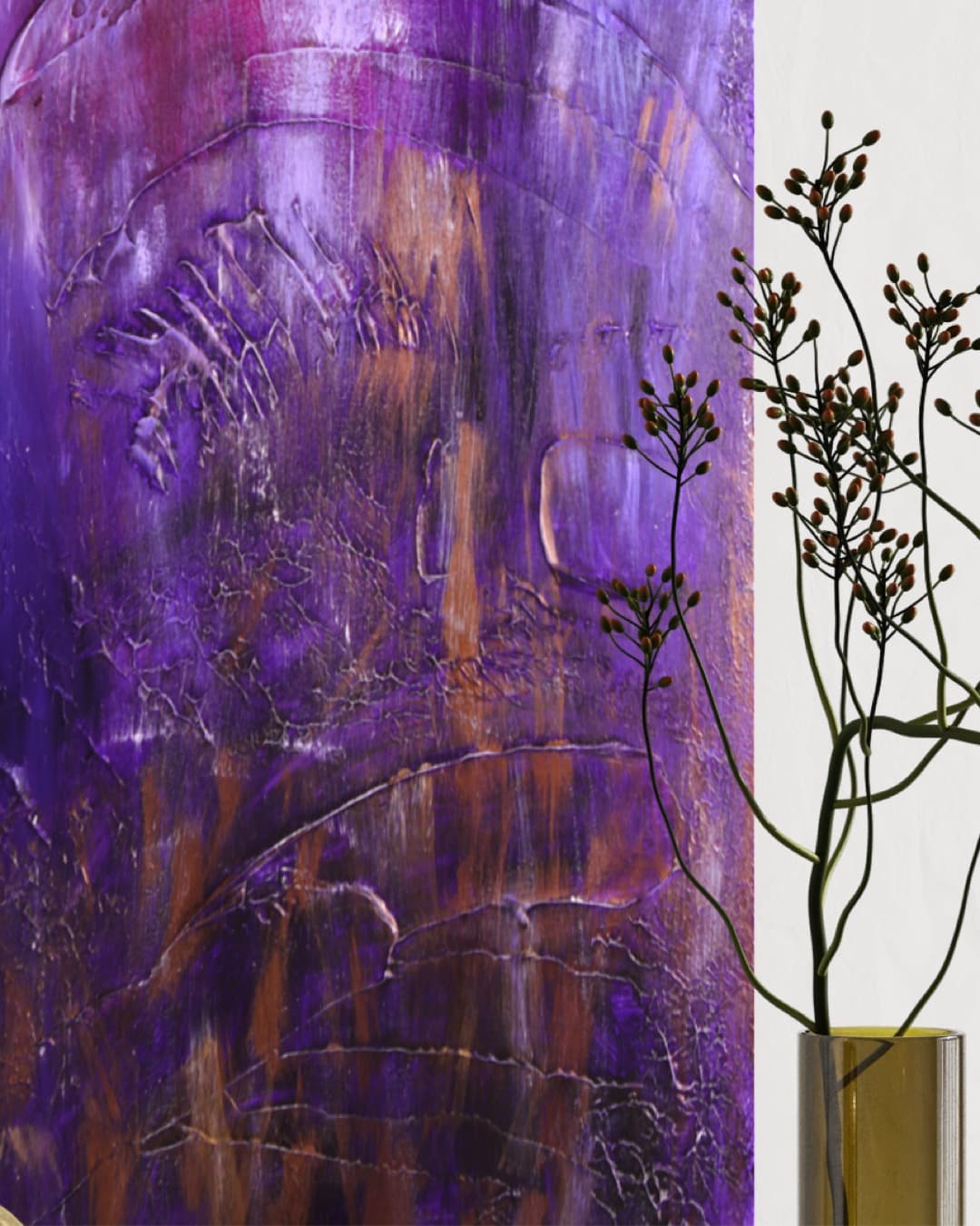 Detail of Nebula showing purple and gold layered texture