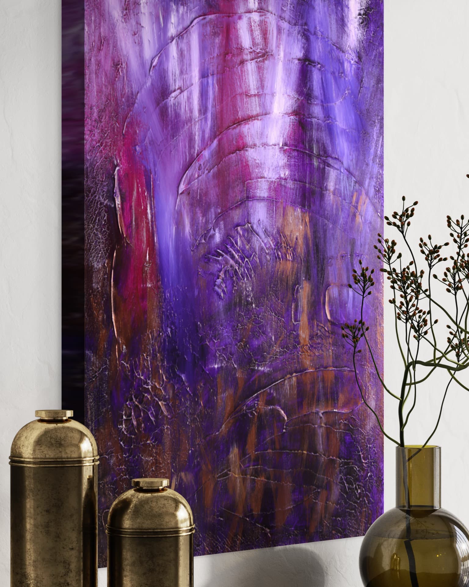 Detail of Nebula showing crackle finish and brushwork