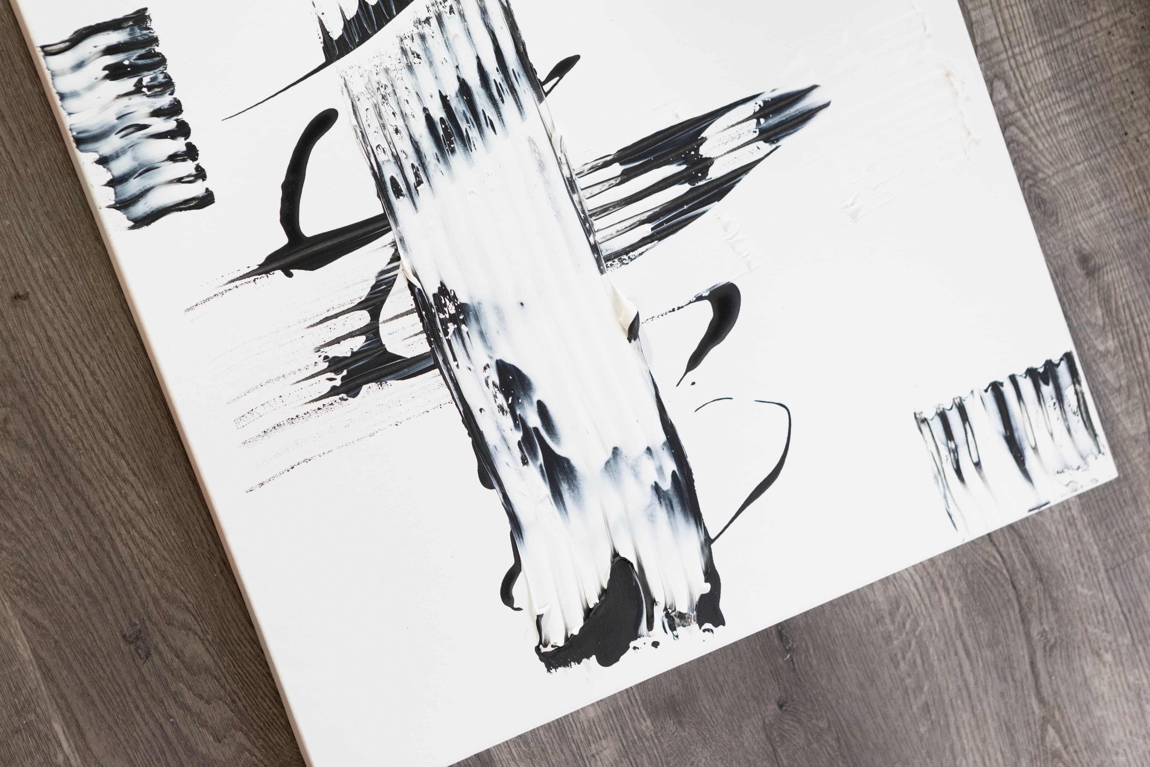 Angled detail of Still Horizon showing the central vertical brushstroke