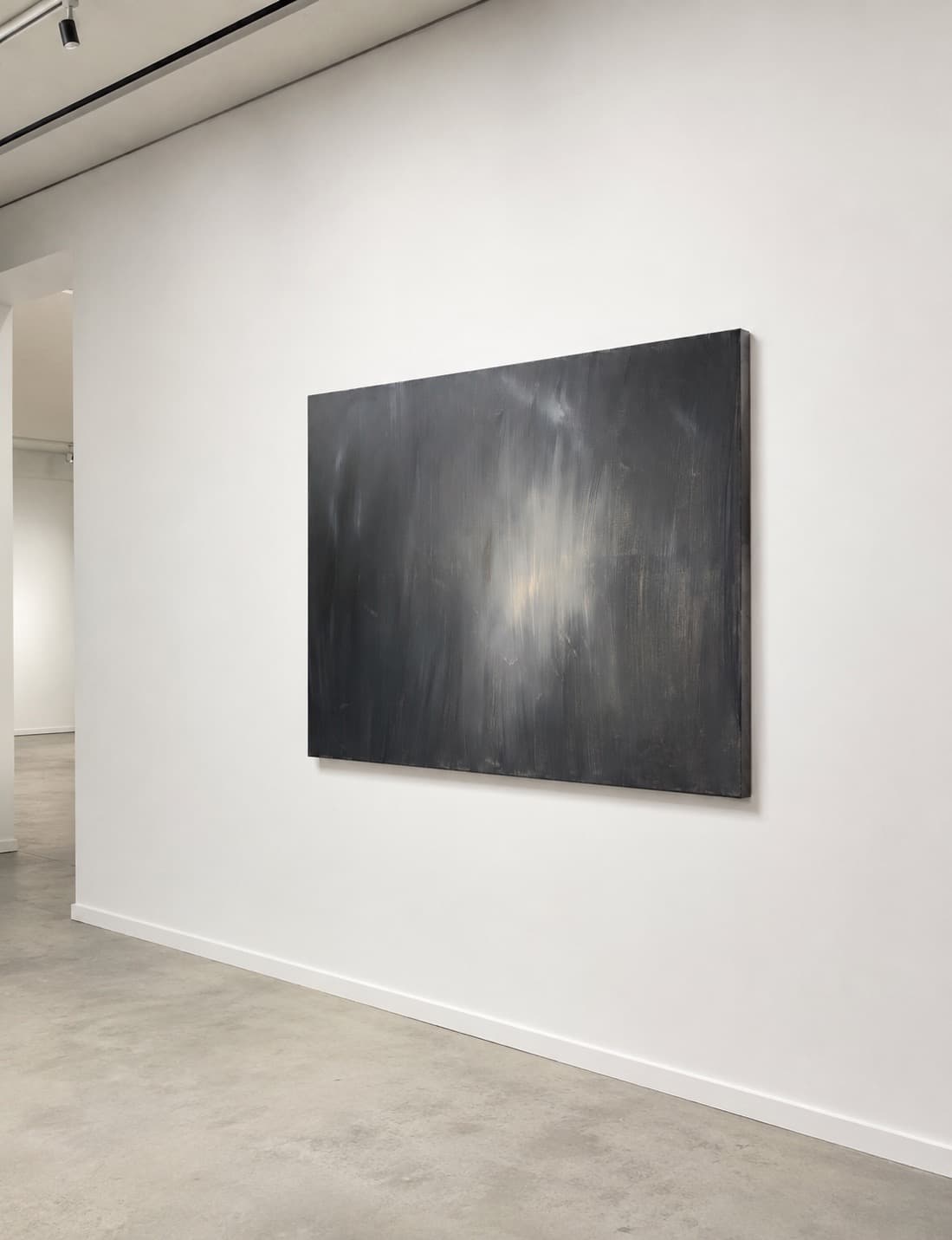 Angled view of Veiled Light installed on a gallery wall